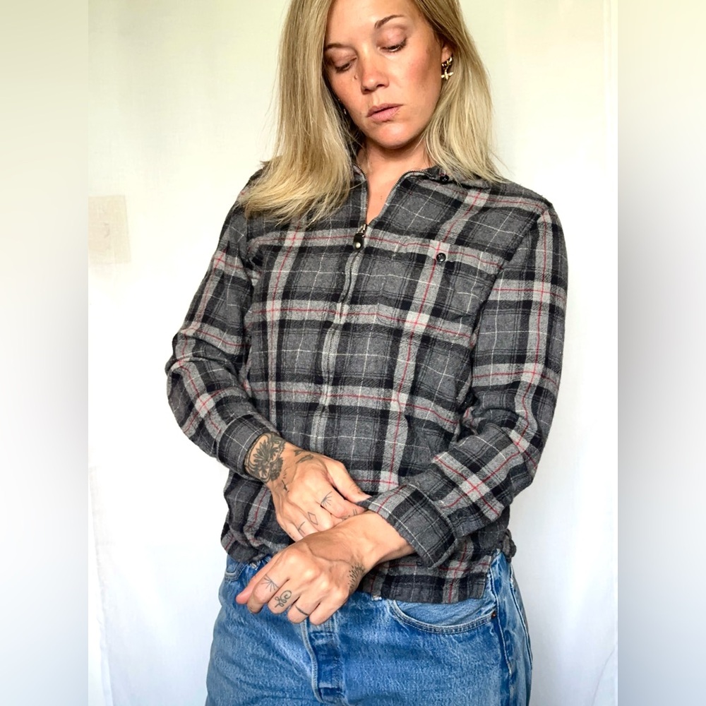 Pendleton Plaid Wool Zip-Up Shirt - image 1